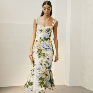 NWT Reformation Irisa Sweetheart Floral Midi Dress Size 4 Botanist